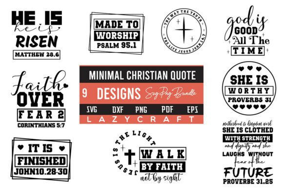 Minimal Christian Quote PNG SVG Bundle