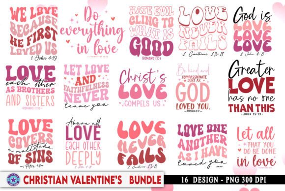 Retro Christian Valentine SVG PNG Bundle